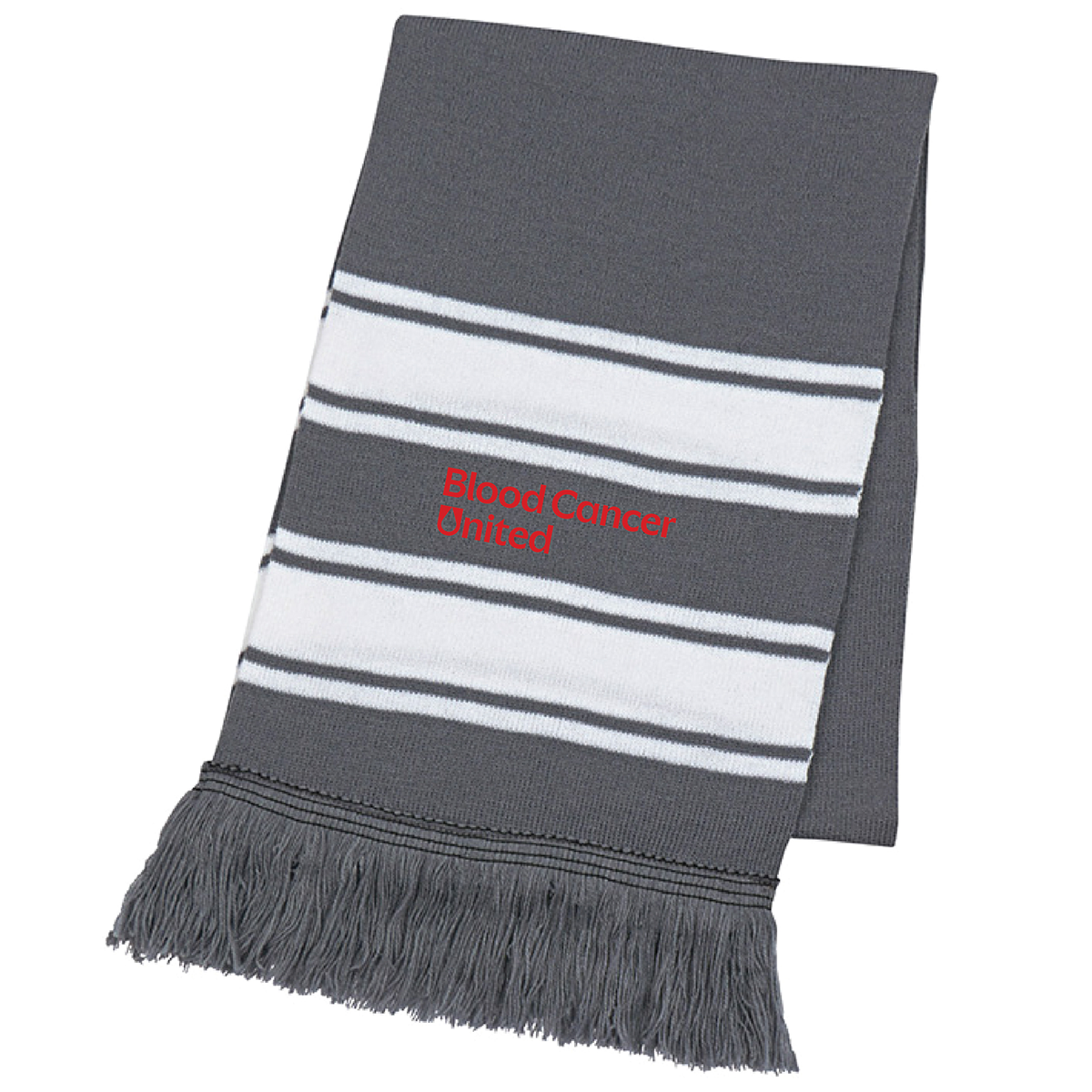 Two -Tone Knit Scarf with Fringe